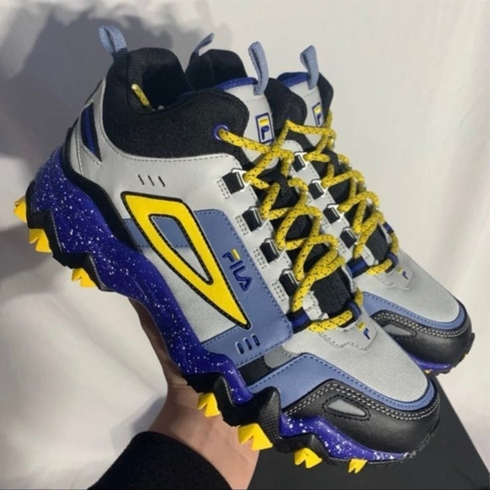 Fila Oakmont Trail Mid Top Sneakers New Black Blue Yellow Mens 8 - Picture 3 of 7